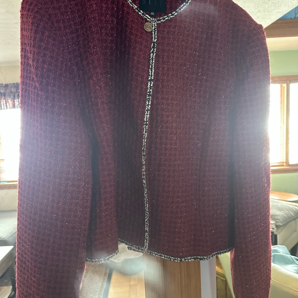 St. John Burgundy Tweed Jacket